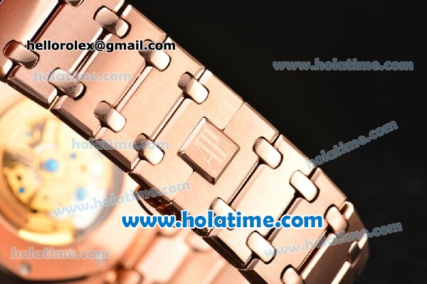 Audemars Piguet Royal Oak Dual Time Asia Automatic Rose Gold Case/Bracelet with Black Dial and Stick Markers - Click Image to Close